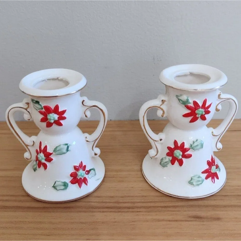 Vintage 1950s Relco Climbing Angels Candle Huggers & Candle Holders W/ Box