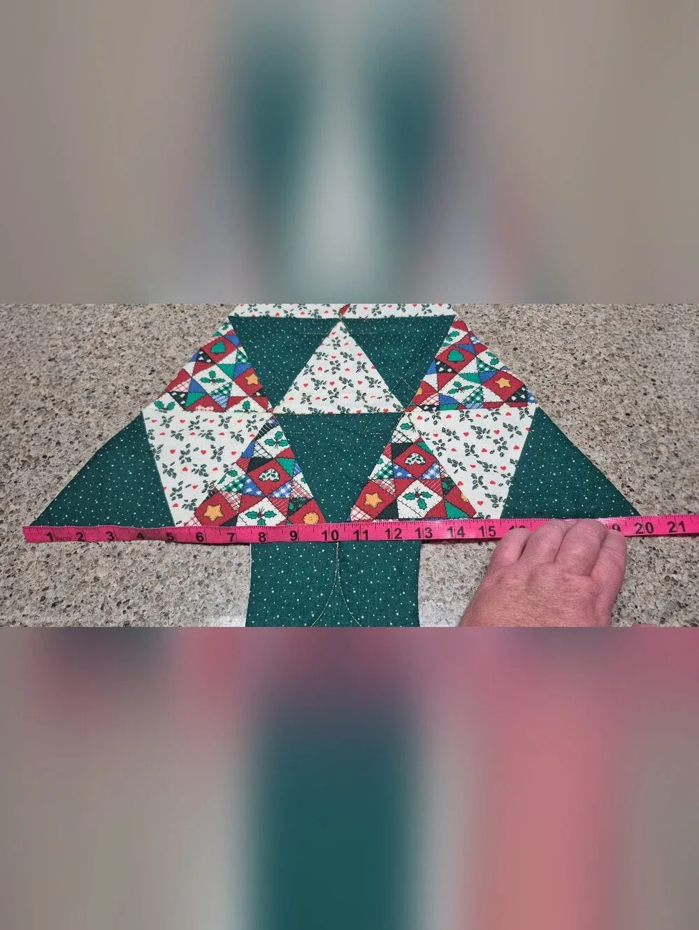 Vintage Quilted Christmas Tree Wall Hanging Table Topper Handmade Patchwork 26