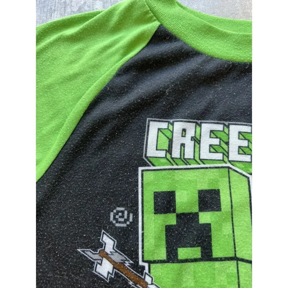 Minecraft Boys 4 Piece CREEPERS Pajama Set Sleep Lounge Pjs Gamer 8 Youth Rare