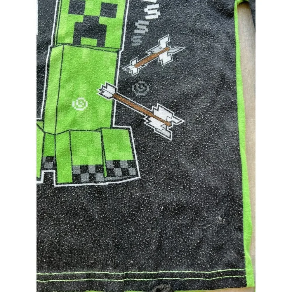 Minecraft Boys 4 Piece CREEPERS Pajama Set Sleep Lounge Pjs Gamer 8 Youth Rare