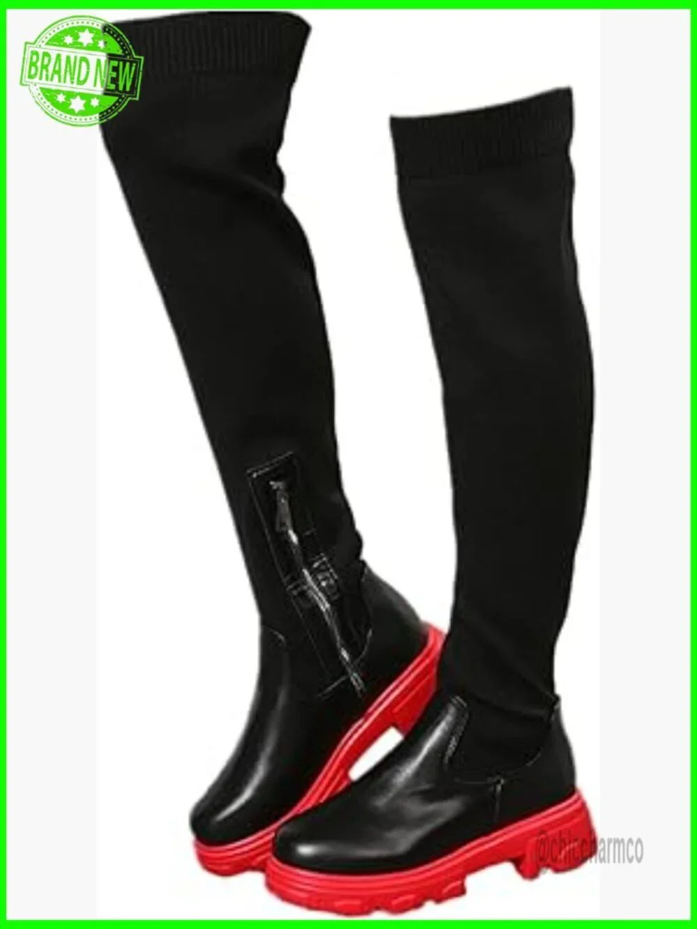 Over the Knee Thigh High Chunky Heel Boots Side Zip Platform Bootie