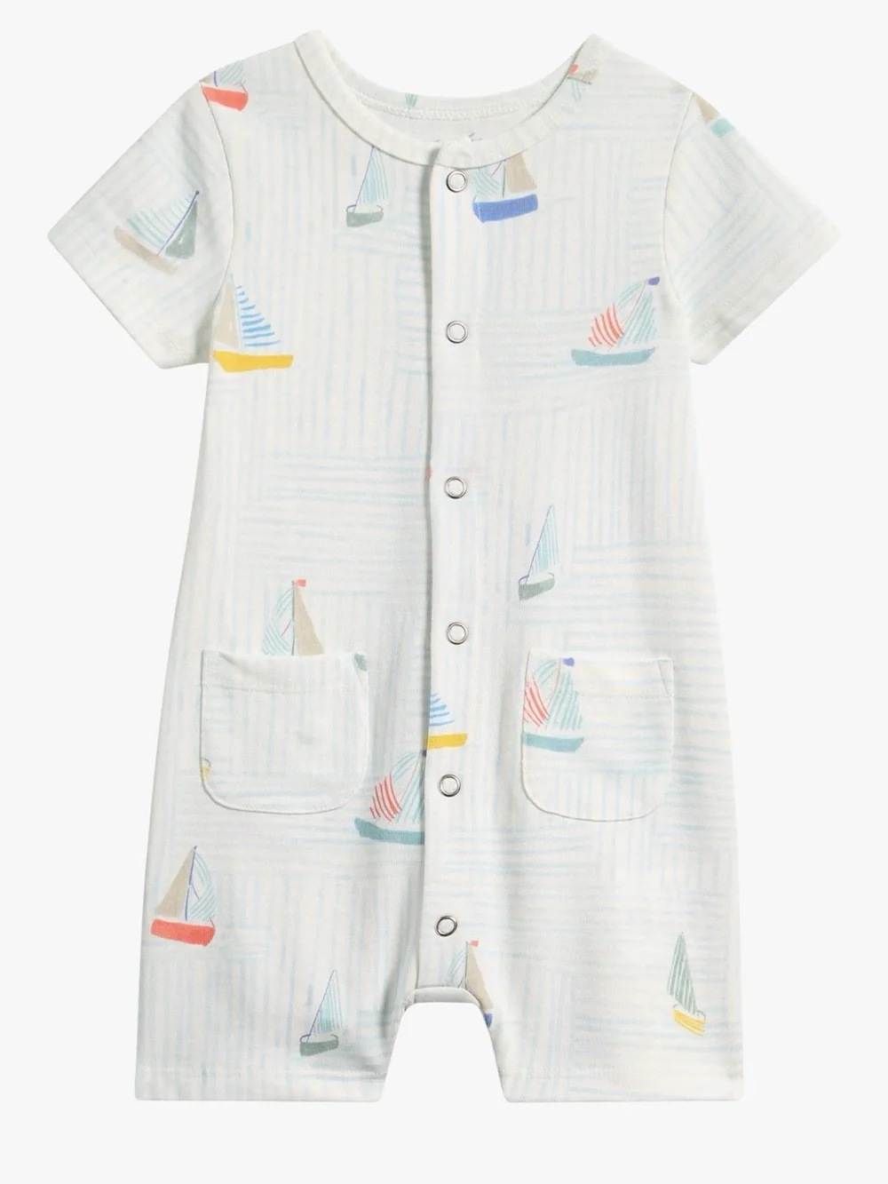 Pehr Sailboat Print Short-Sleeve One-Piece Romper