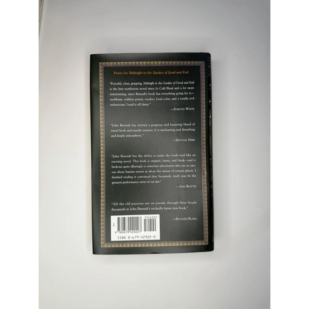 John Berendt Midnight in the Garden of Good and Evil Hardcover History Vintage