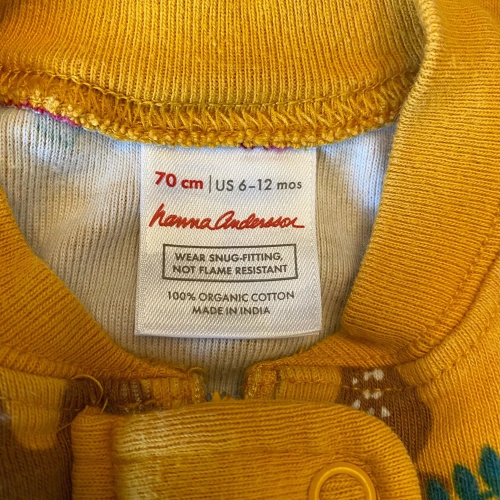 Hanna Andersson Fawn-A + Flora Organic Cotton Zip Sleeper Pajama 6-12M 70cm EUC