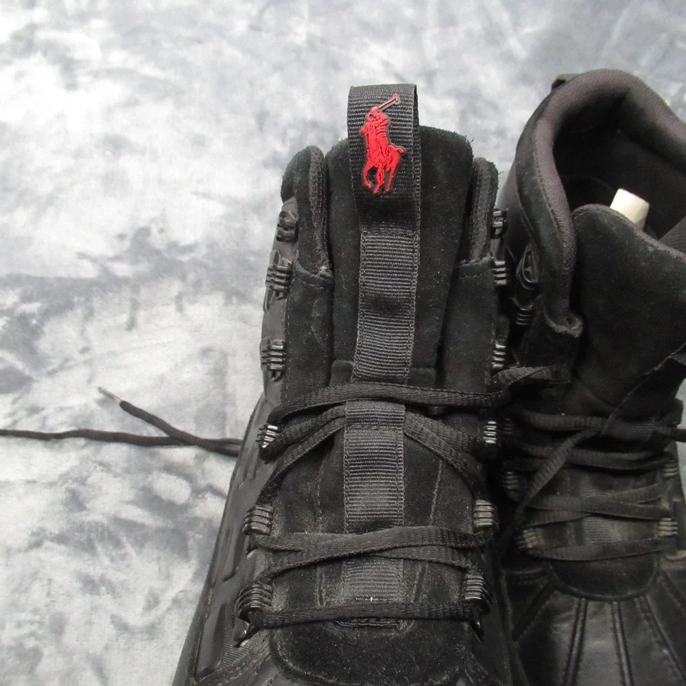 Polo Ralph Lauren Men Delton Boots 10D Black Leather Suede Winter Snow Rugged‎