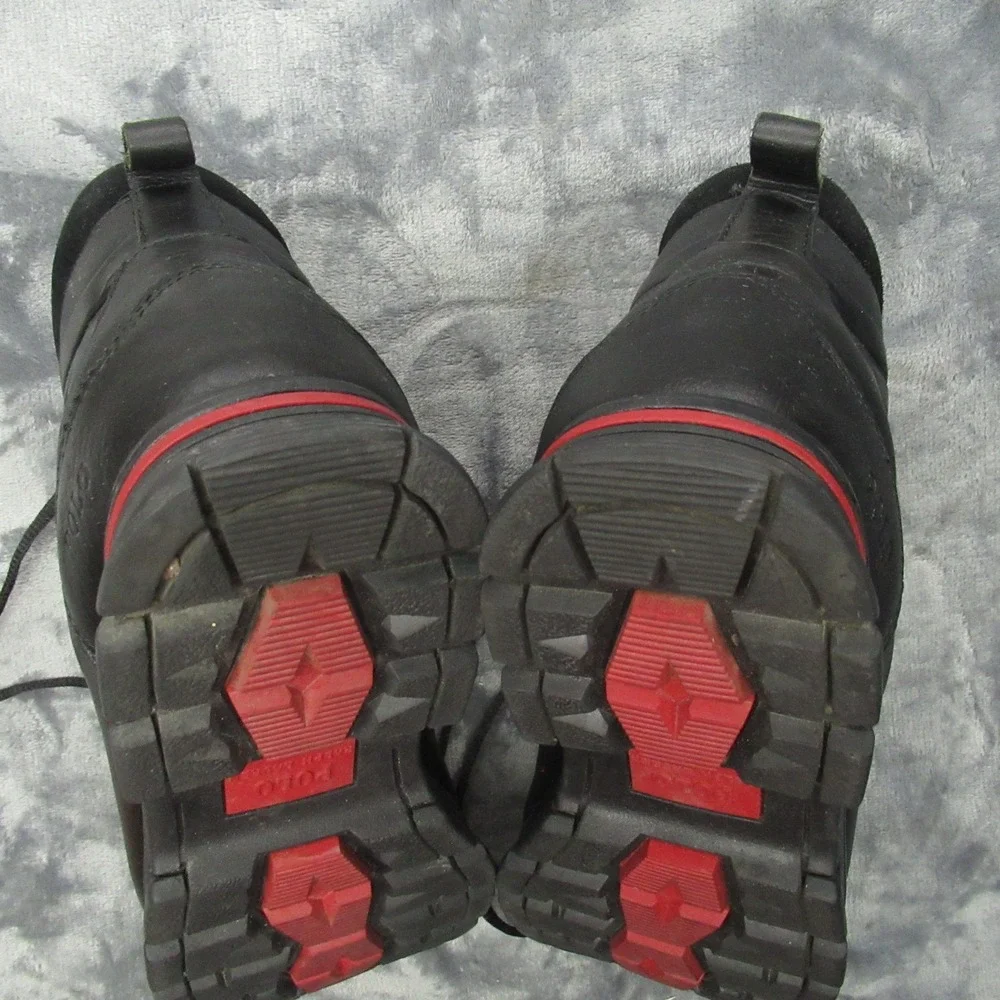 Polo Ralph Lauren Men Delton Boots 10D Black Leather Suede Winter Snow Rugged‎
