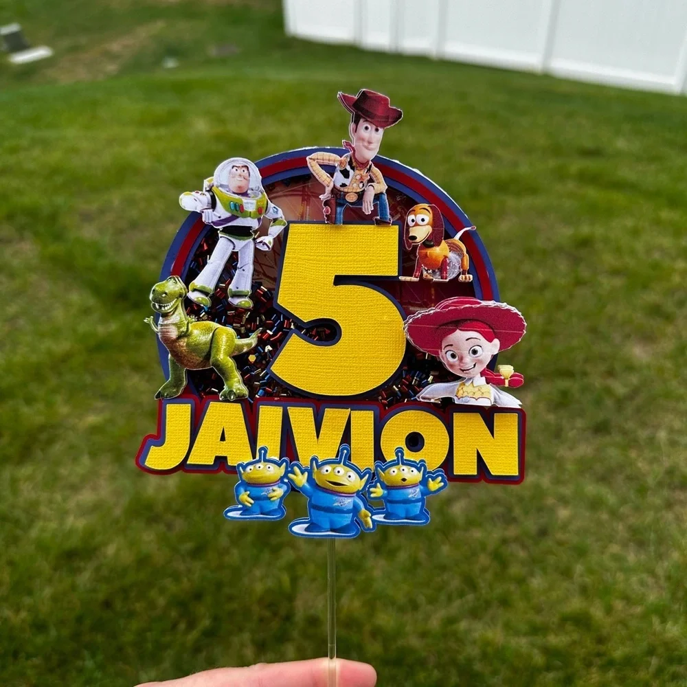 Handmade 3D Toy Story‎ Cake Topper – Custom Name & Age – Shaker + Light-Up