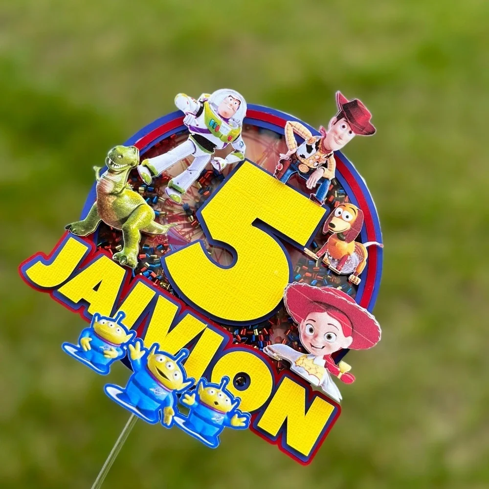 Handmade 3D Toy Story‎ Cake Topper – Custom Name & Age – Shaker + Light-Up