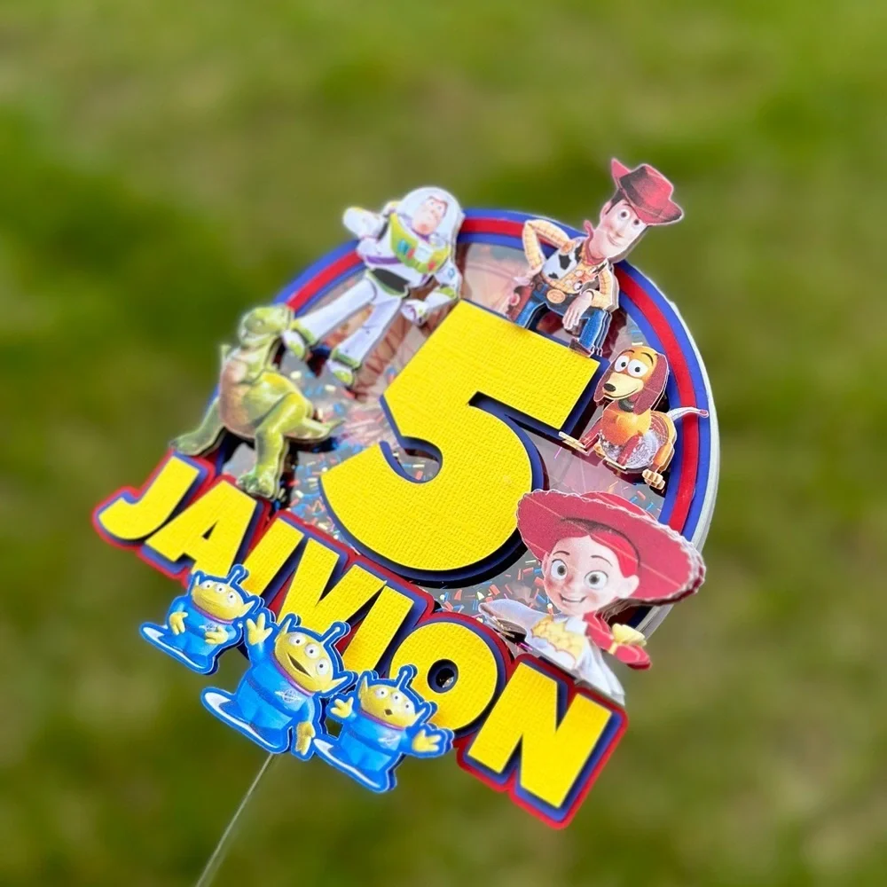 Handmade 3D Toy Story‎ Cake Topper – Custom Name & Age – Shaker + Light-Up