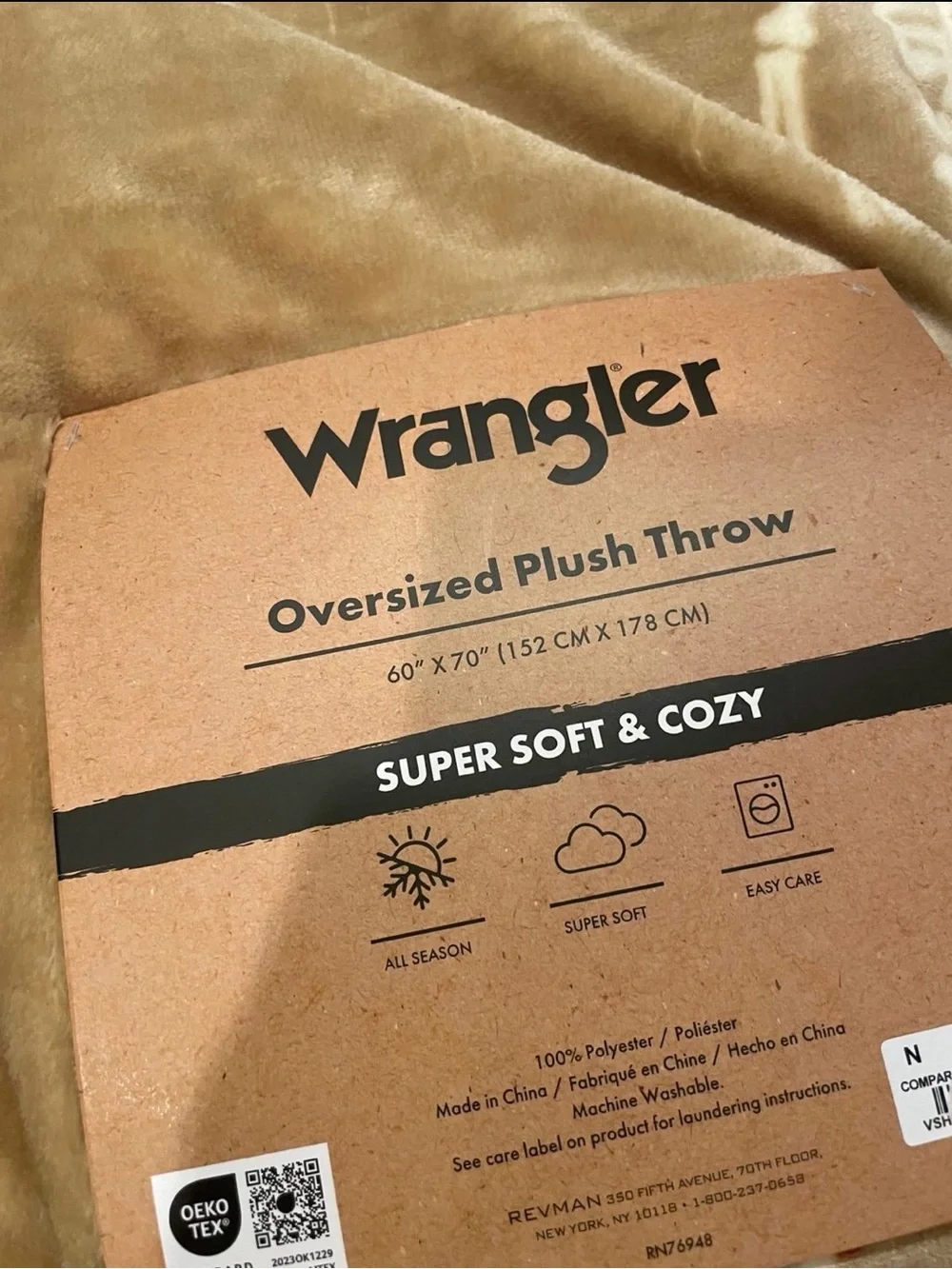 NWT Wrangler oversized Plush Blanket Halloween Cowboy Skeleton Pattern