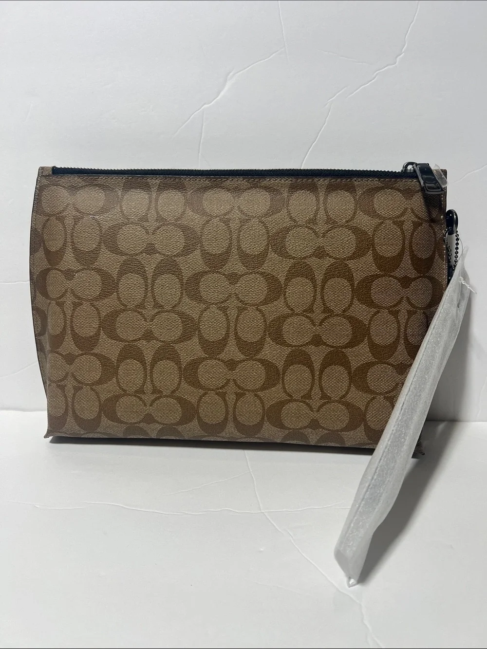 Coach Brown Monogram Wristlet with Enamel Patches