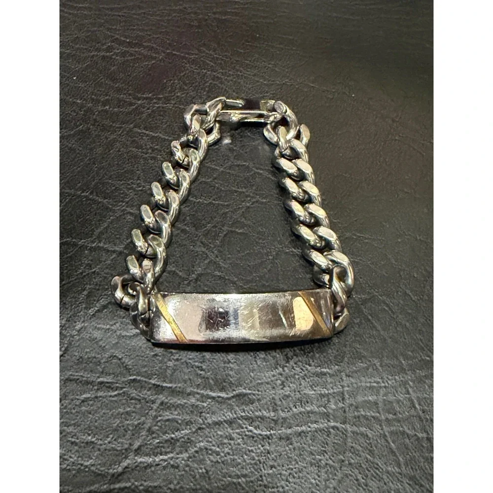 D Hallmark Curb Chain ID Bracelet Mens 7.25