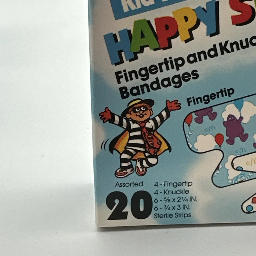 Lot Of 6 VTG 1990 Curad Kid McDonalds First Aid Bandaid Fingertip Knuckles Cards