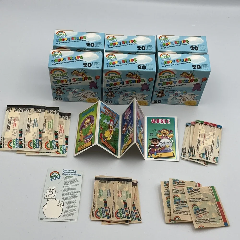 Lot Of 6 VTG 1990 Curad Kid McDonalds First Aid Bandaid Fingertip Knuckles Cards