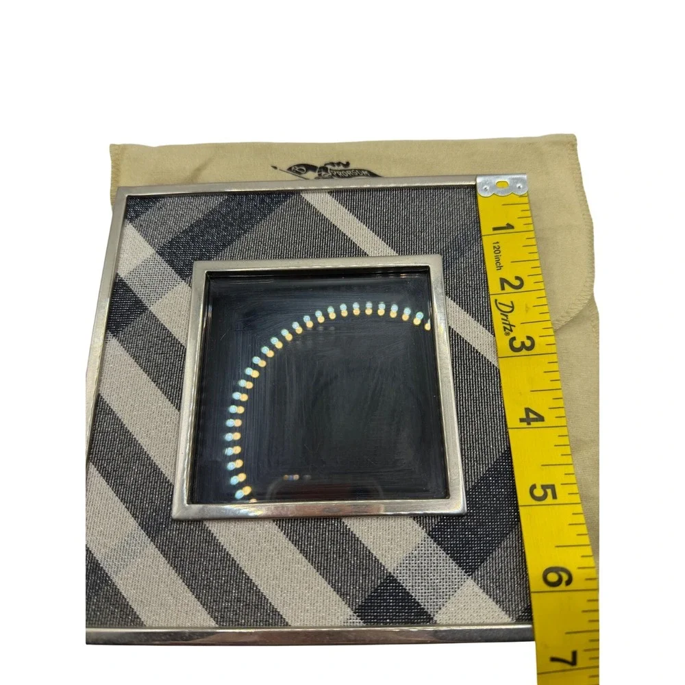 Burberry Prorsum Grey Check Square Picture Frame Silver Tone‎ Wood Back