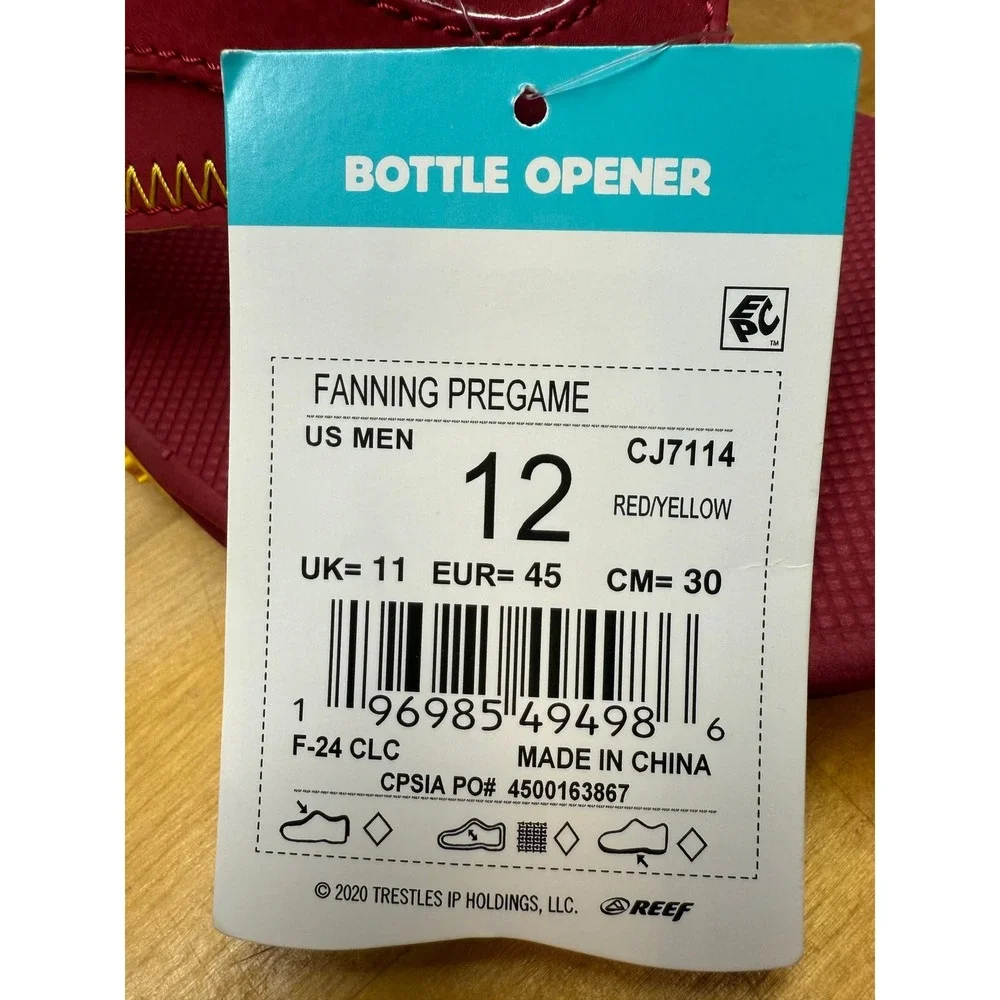 Reef‎ Fanning Pregame Mens Flip Flops Bottle Opener Sandals Size 12 NEW
