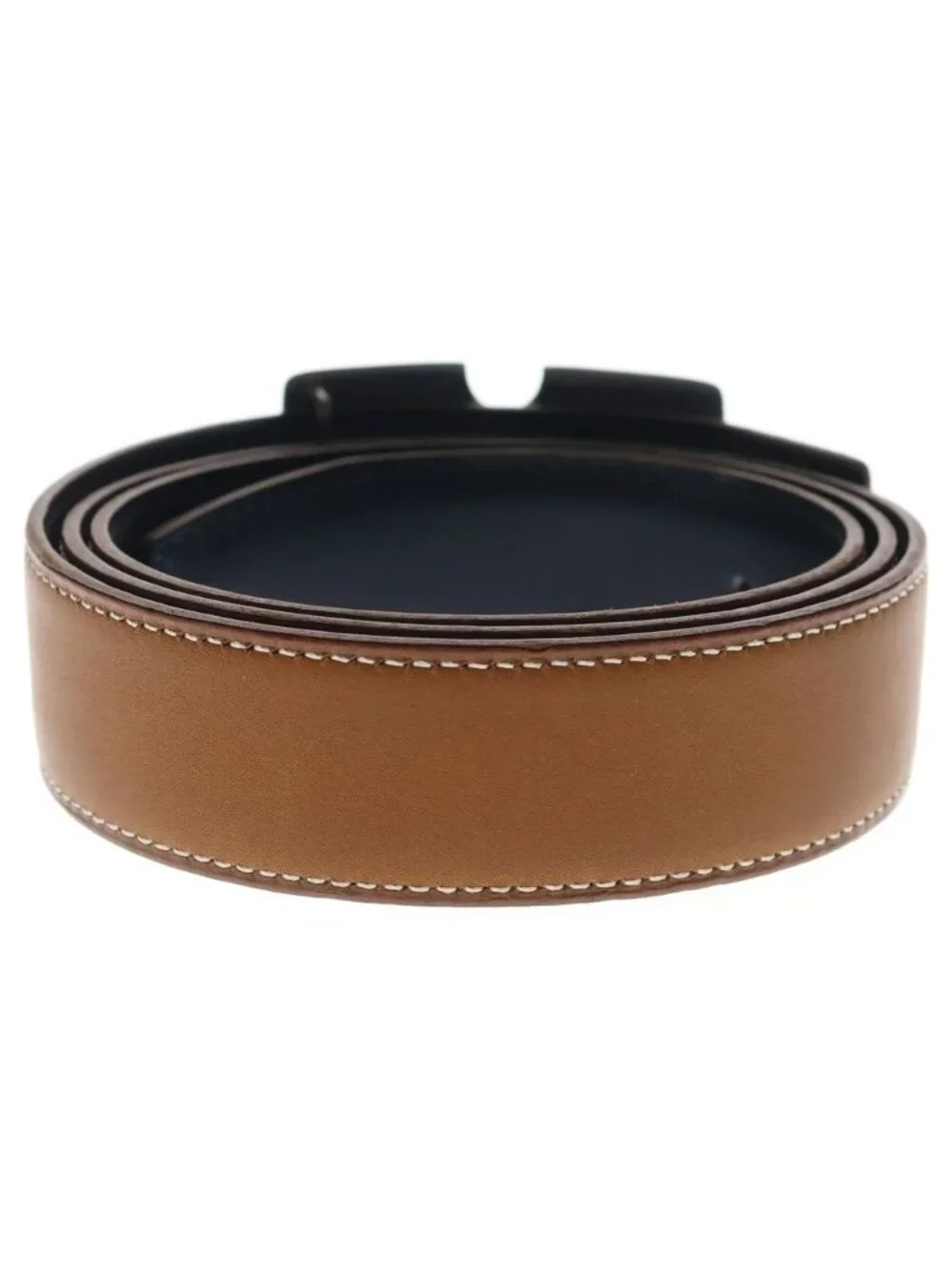 Hermes Touareg Belt Buckle Leather 90 Brown Silver
