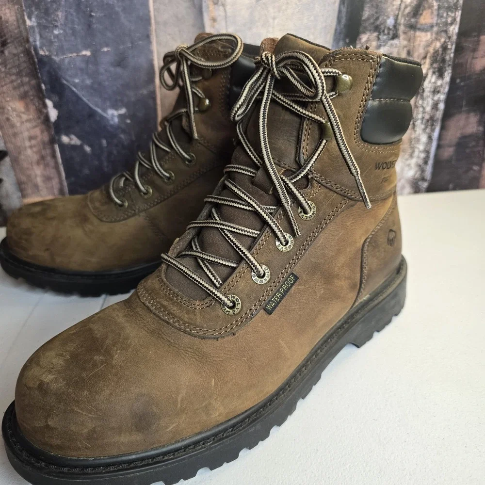 Steel Toe Wolverine Mens Work‎ Boots size 10.5 EW Waterproof Oil Slip Resistant