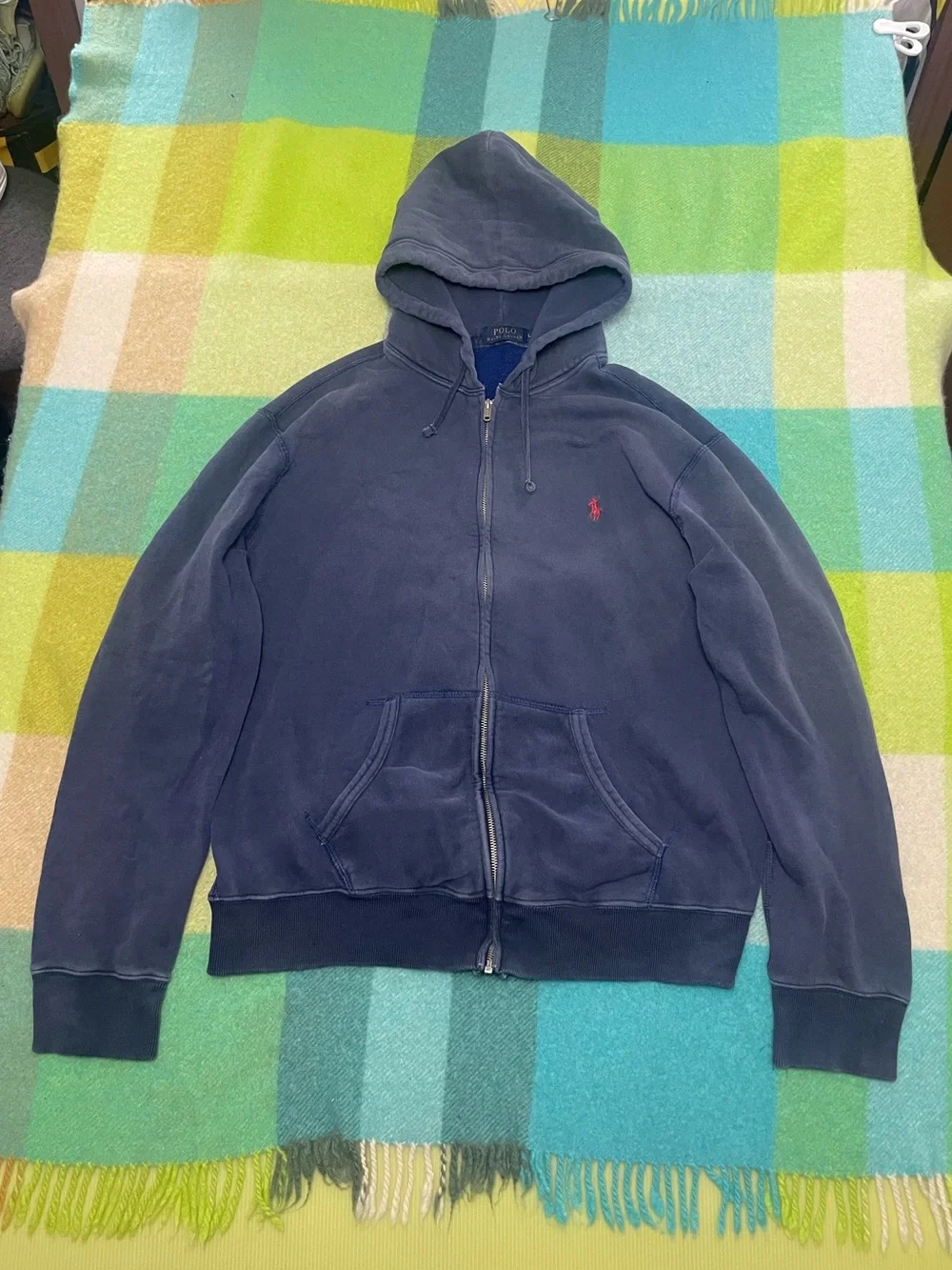 Vintage Polo Ralph Lauren Super Sun Faded Navy Full Zip Hoodie