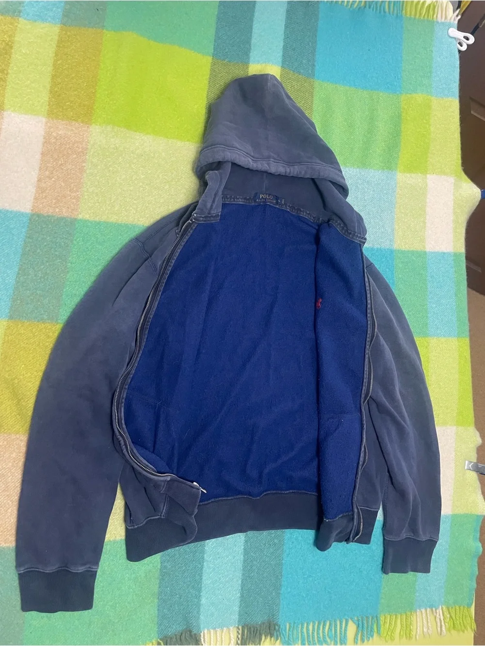 Vintage Polo Ralph Lauren Super Sun Faded Navy Full Zip Hoodie