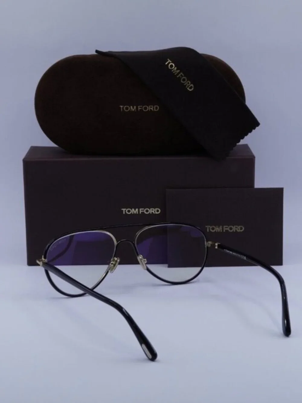 Tom Ford FT5897-B 001 Aviator Eyeglasses 57mm – Black / Blue Light Block