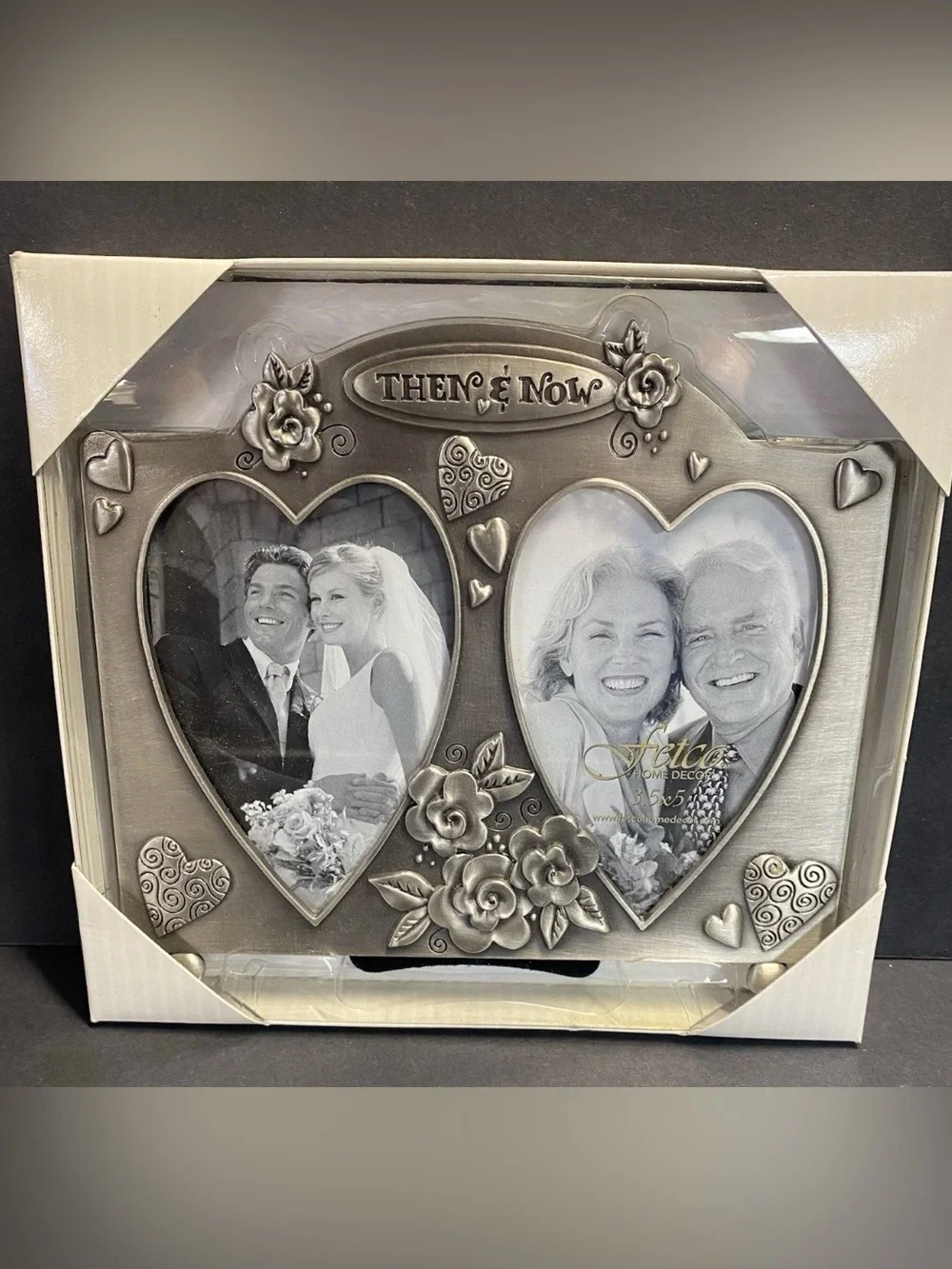 Then & Now Silver Heart Double Photo Frame by ETE Wedding/Anniversary Frame