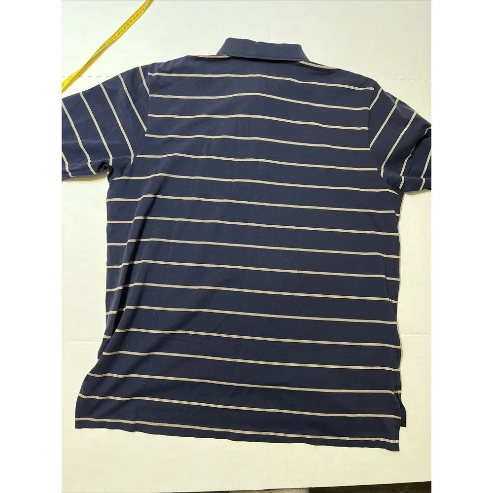 Vintage Ralph Lauren Polo Golf Shirt 100% Pima Cotton Men's XL Navy Blue Striped