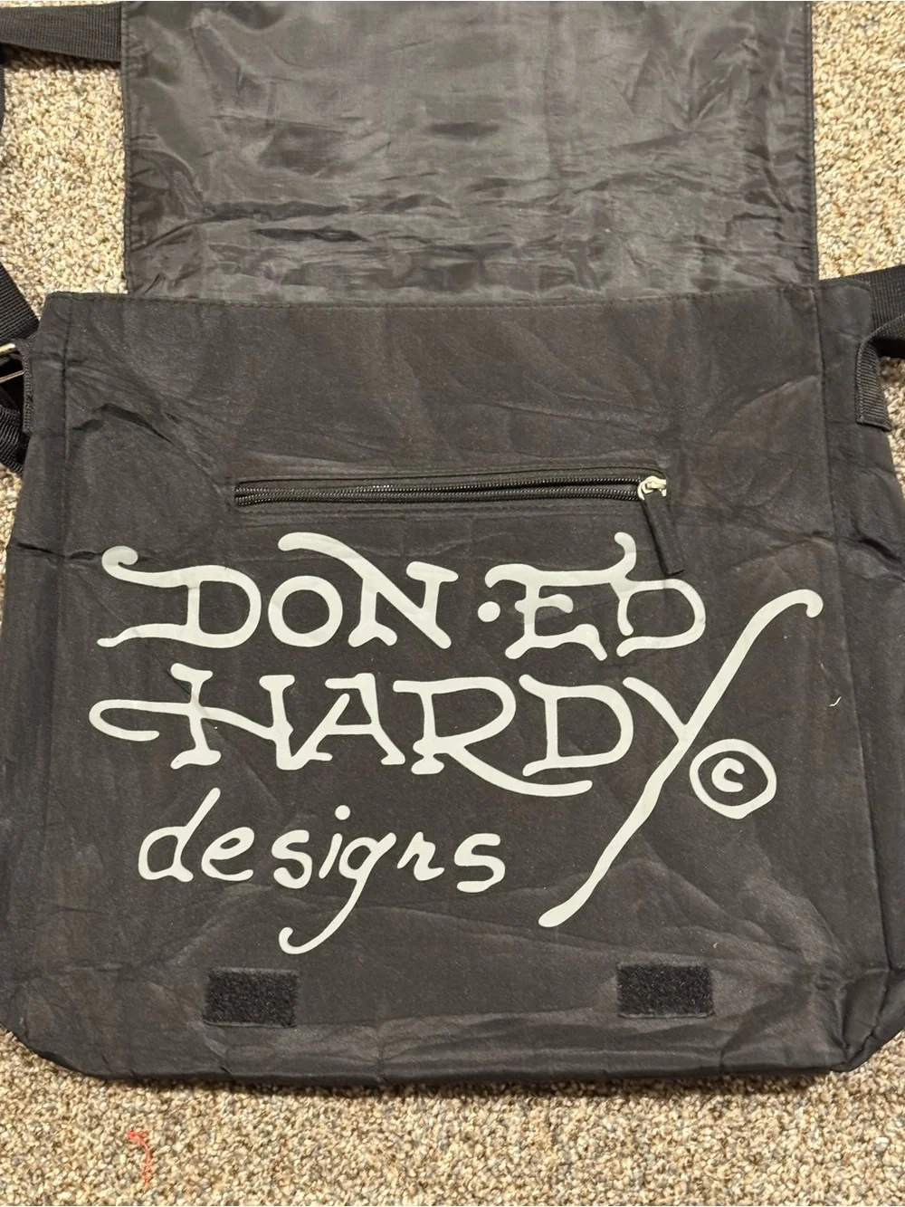 Ed Hardy by Christian Audigier Black Messenger Bag 💀 Death Before Dishonor