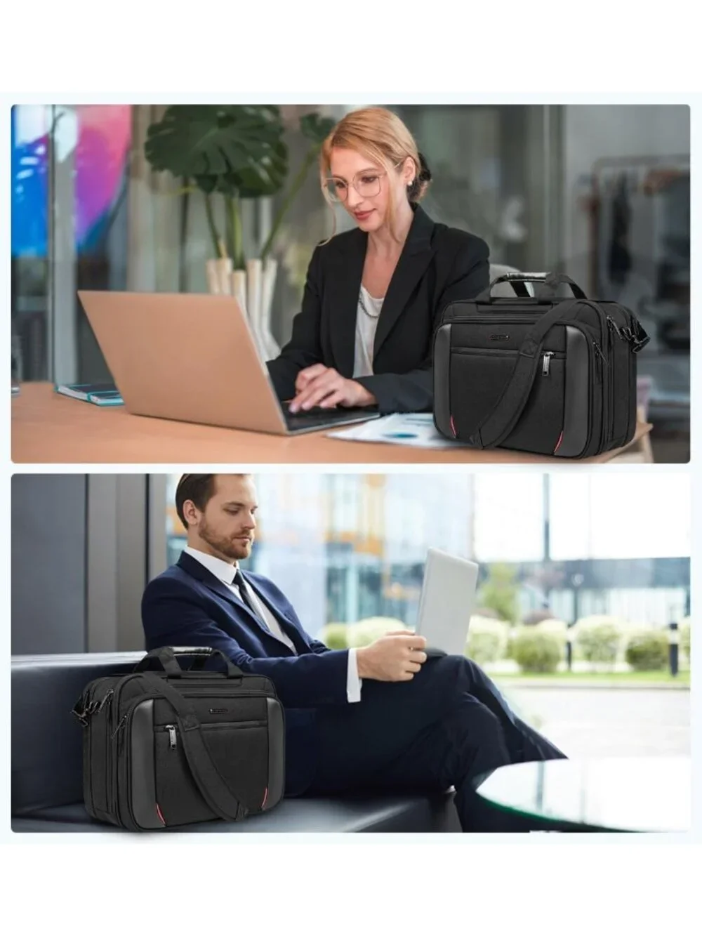 Expandable Water-Resistant Laptop Bag for 17.3” Devices - Stylish Messenger