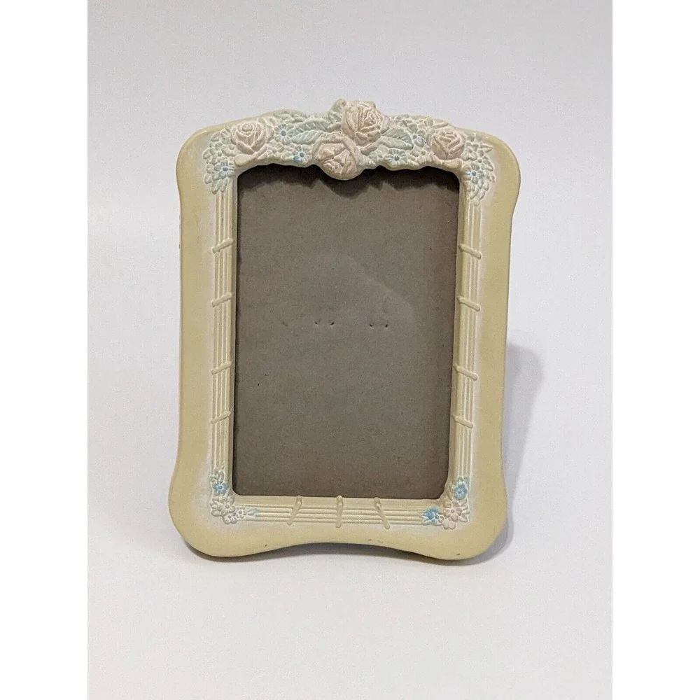 Vintage Burnes Floral Photo Frame Small Portrait Dainty Feminine Pastel Tabletop