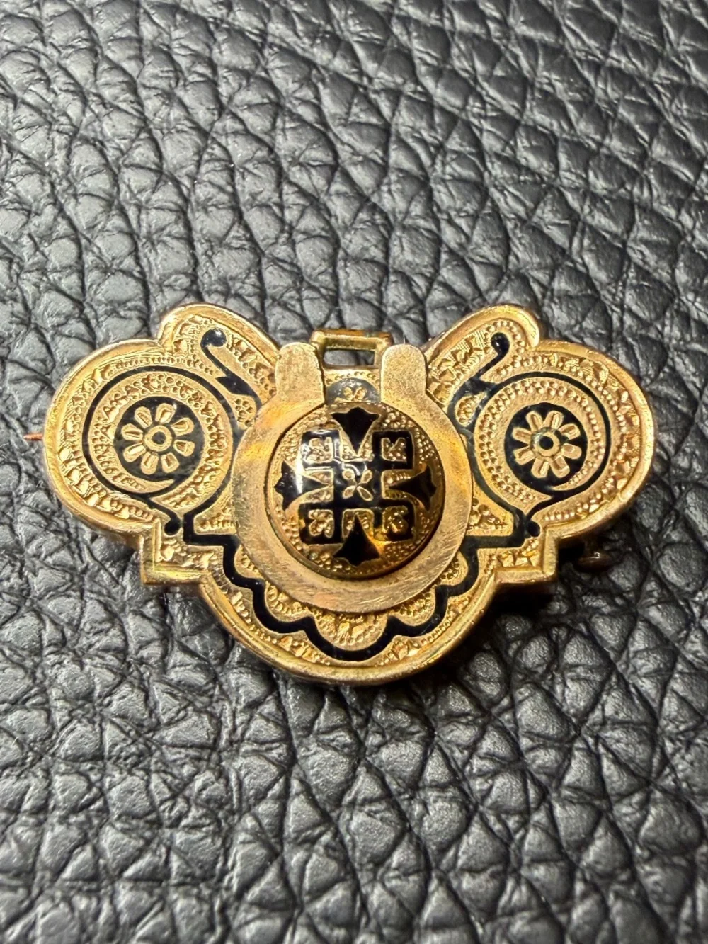 ORNATE Antique Victorian Edwardian Gold Filled Etched Pin Brooch C Clasp 1.25