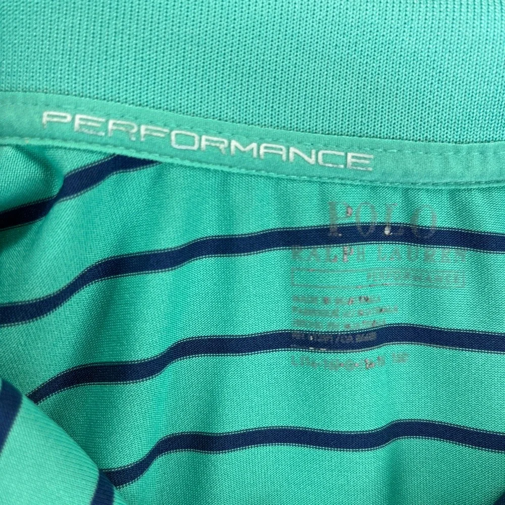 Polo Ralph Lauren performance golf dress shirt Men L Striped Green outdoor sport