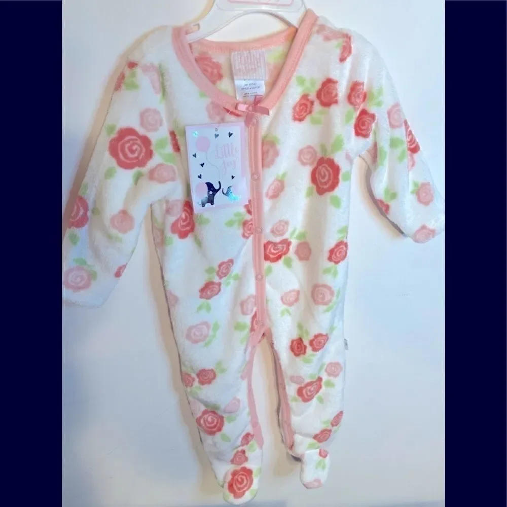 🛍Little joy Girls size 6-9 moths one piece floral Pijama