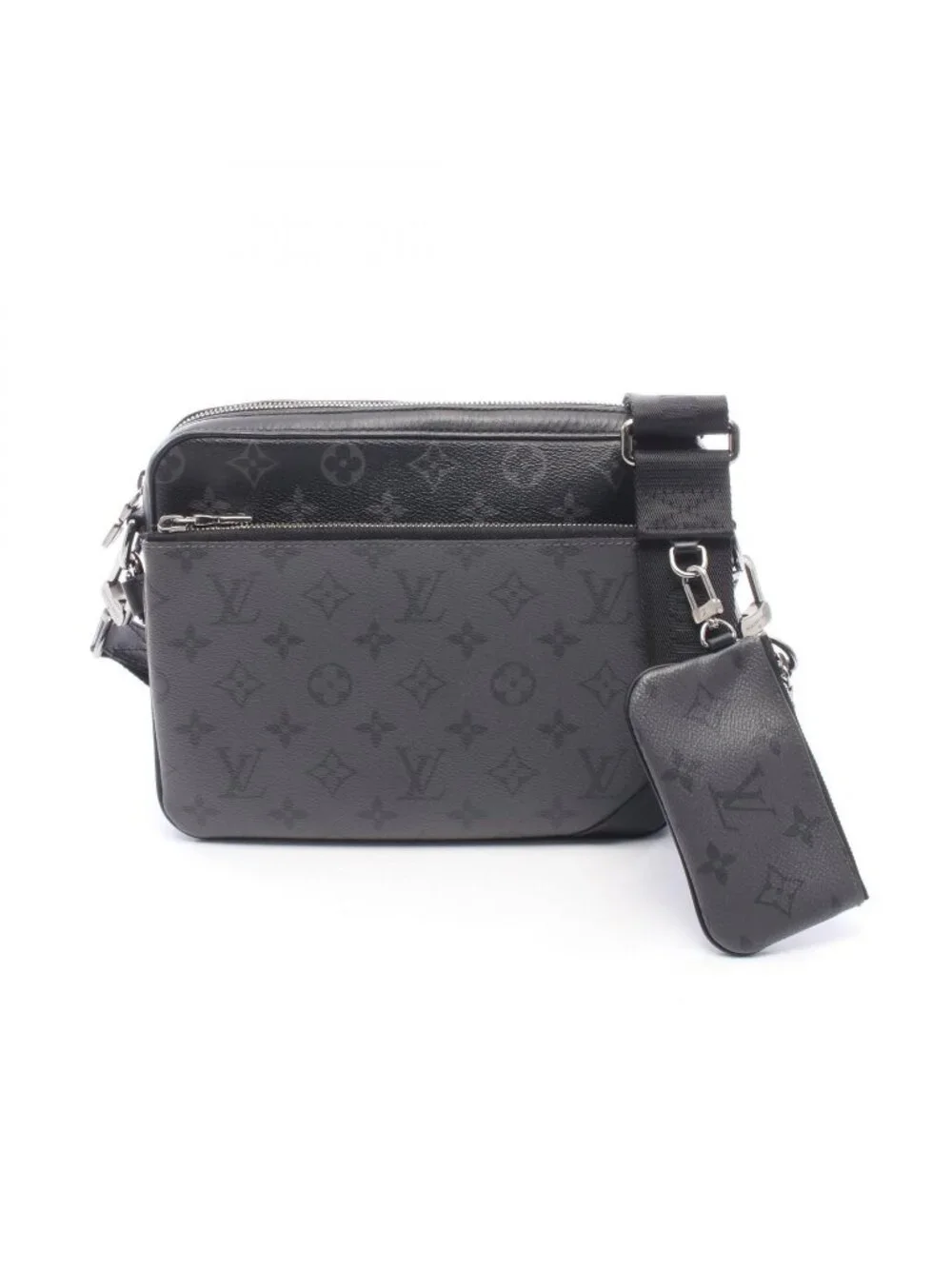 Louis Vuitton Shoulder Bag Trio Messenger Monogram Eclipse Canvas Leather