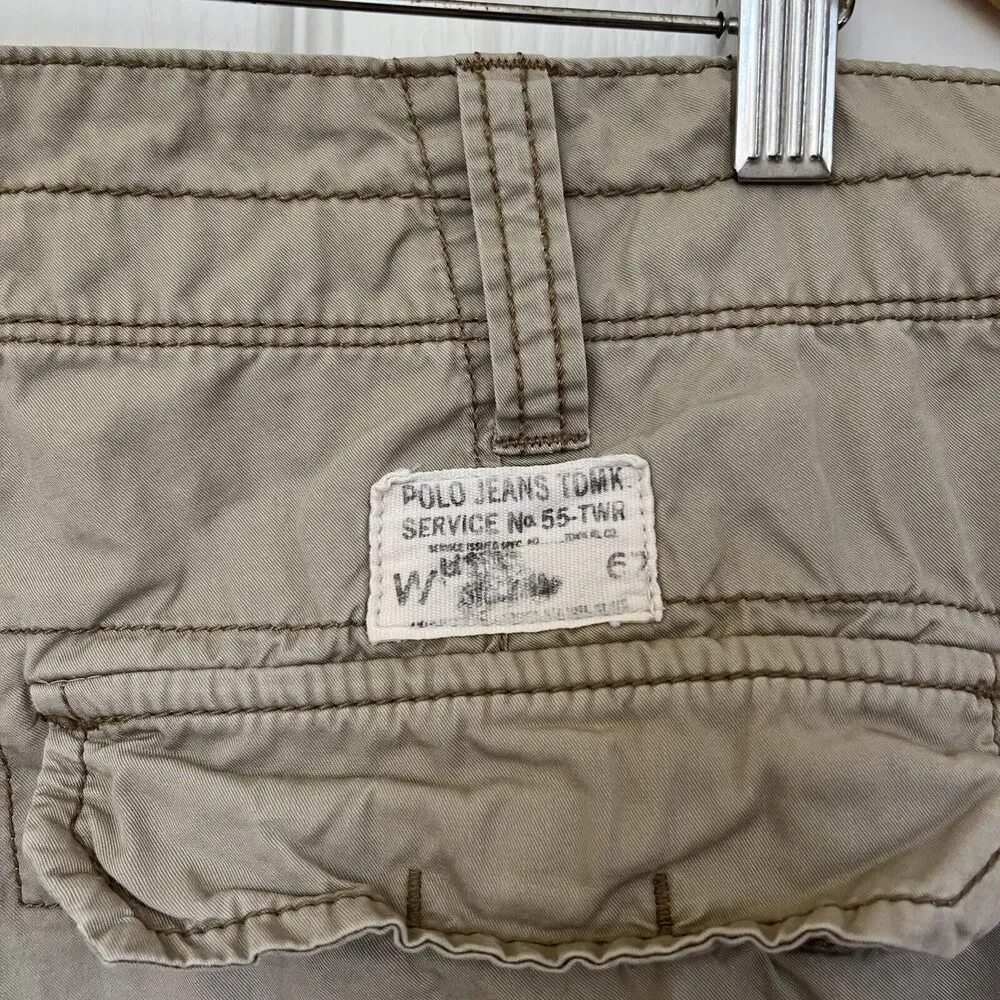 Polo Jeans Co Ralph Lauren Cargo Shorts Mens‎ 36 Khaki TDMK Service 55-TWR