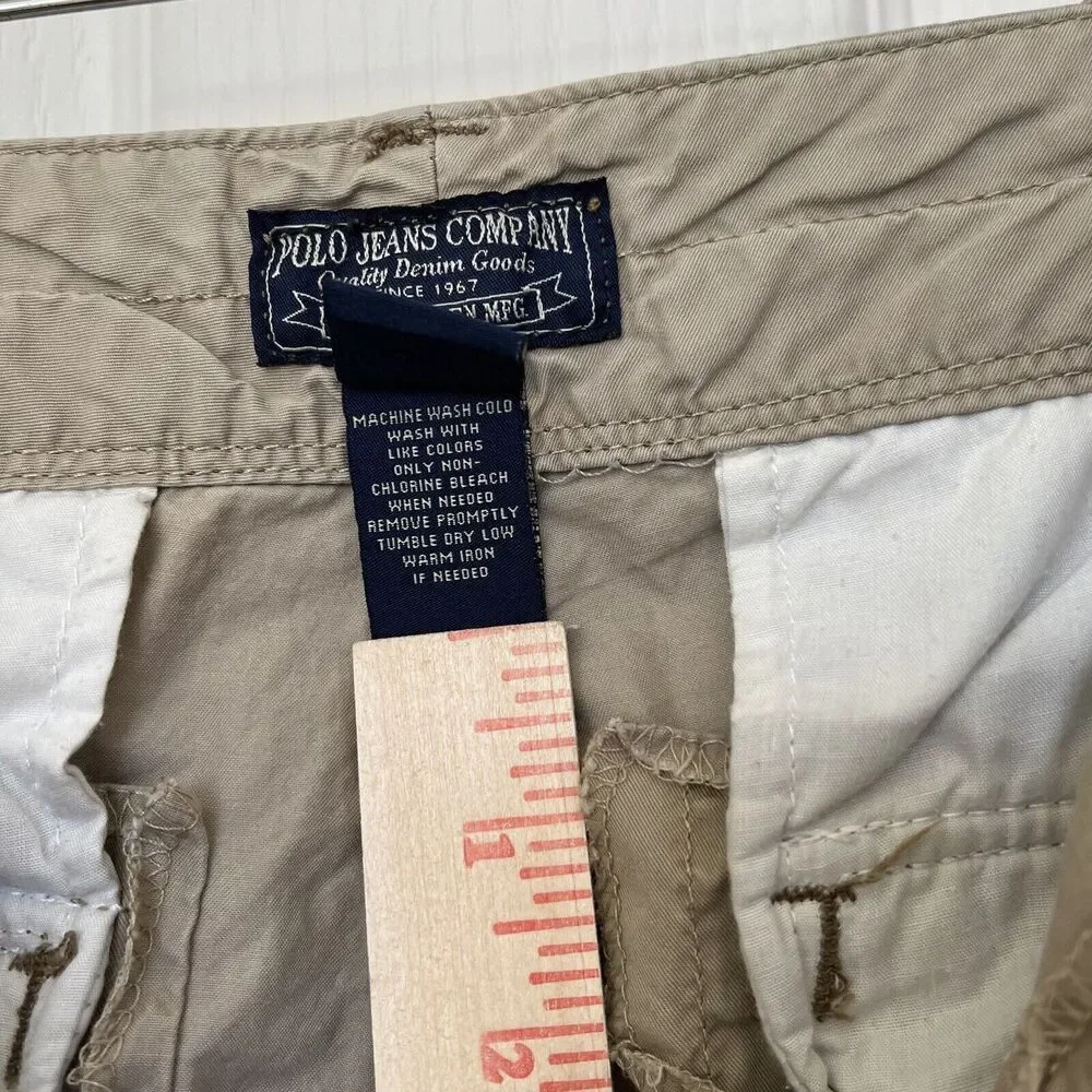 Polo Jeans Co Ralph Lauren Cargo Shorts Mens‎ 36 Khaki TDMK Service 55-TWR