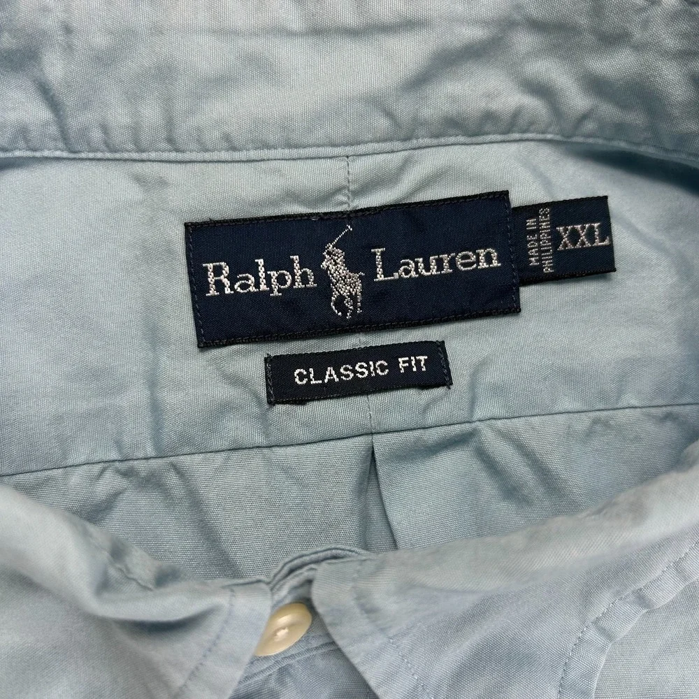 Polo Ralph Lauren Button Down Shirt Mens 2XL Light Blue Short Sleeve Classic Fit