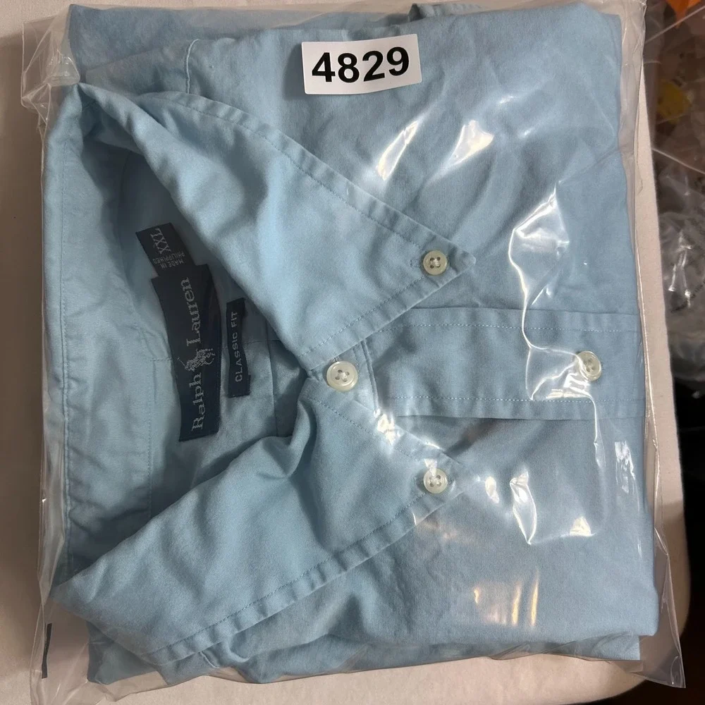 Polo Ralph Lauren Button Down Shirt Mens 2XL Light Blue Short Sleeve Classic Fit