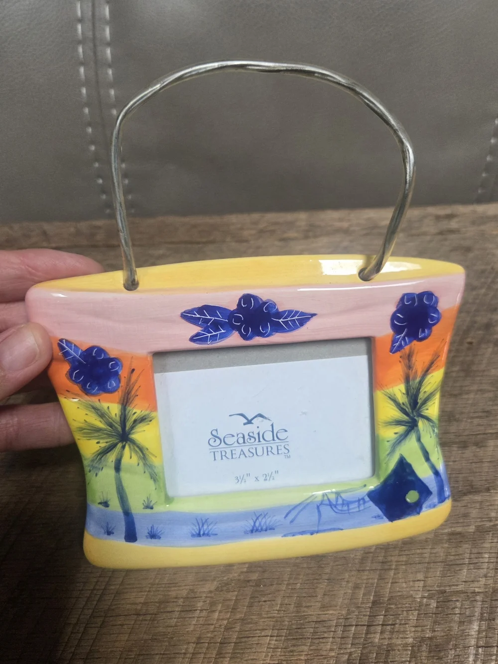 Unique Seaside Coastal Beach Bag Ceramic Photo Frame ~ Bin PP