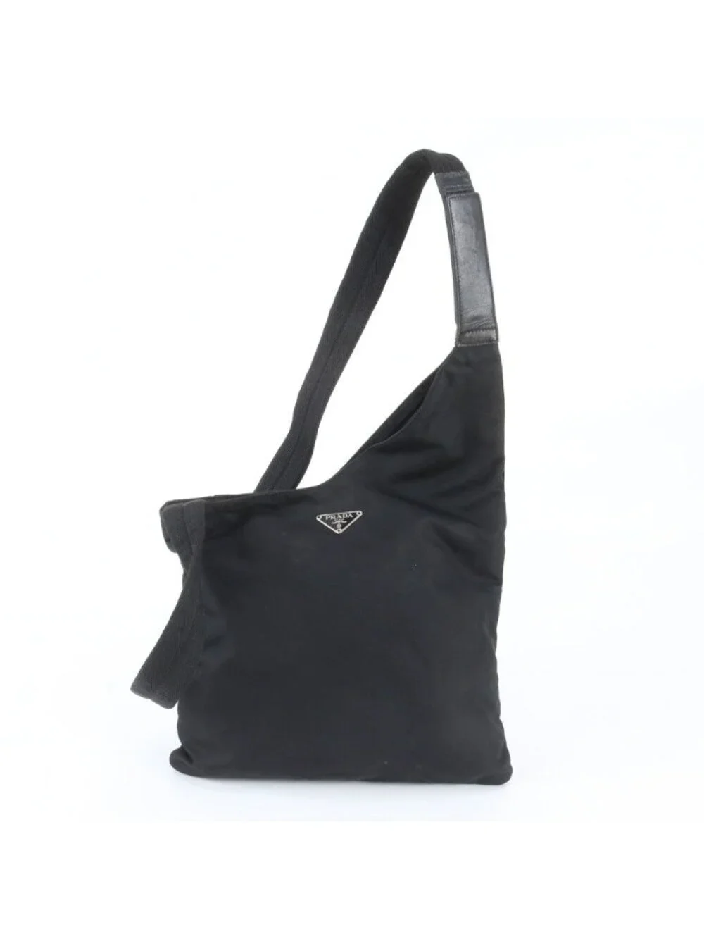 Prada Tessuto Nylon Triangle Logo Leather Shoulder Bag Crossbody Messenger