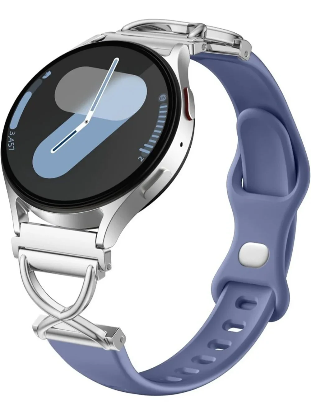 Women's Blue Skinny Charms X-Shaped Soft Slim Silicone Bands Compatible Watch