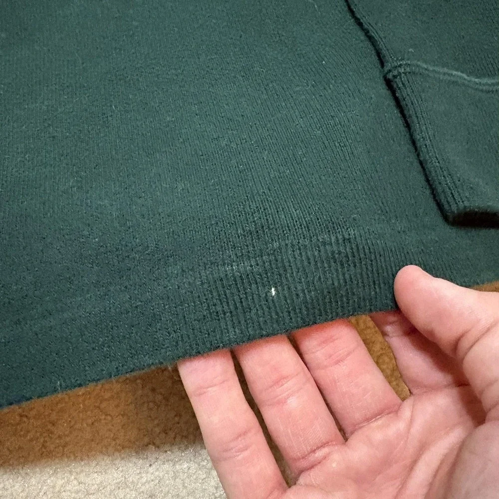 Vtg Polo By Ralph Lauren Sweater Mens Medium Green 1/4 Zip Mock Neck Cotton Pony