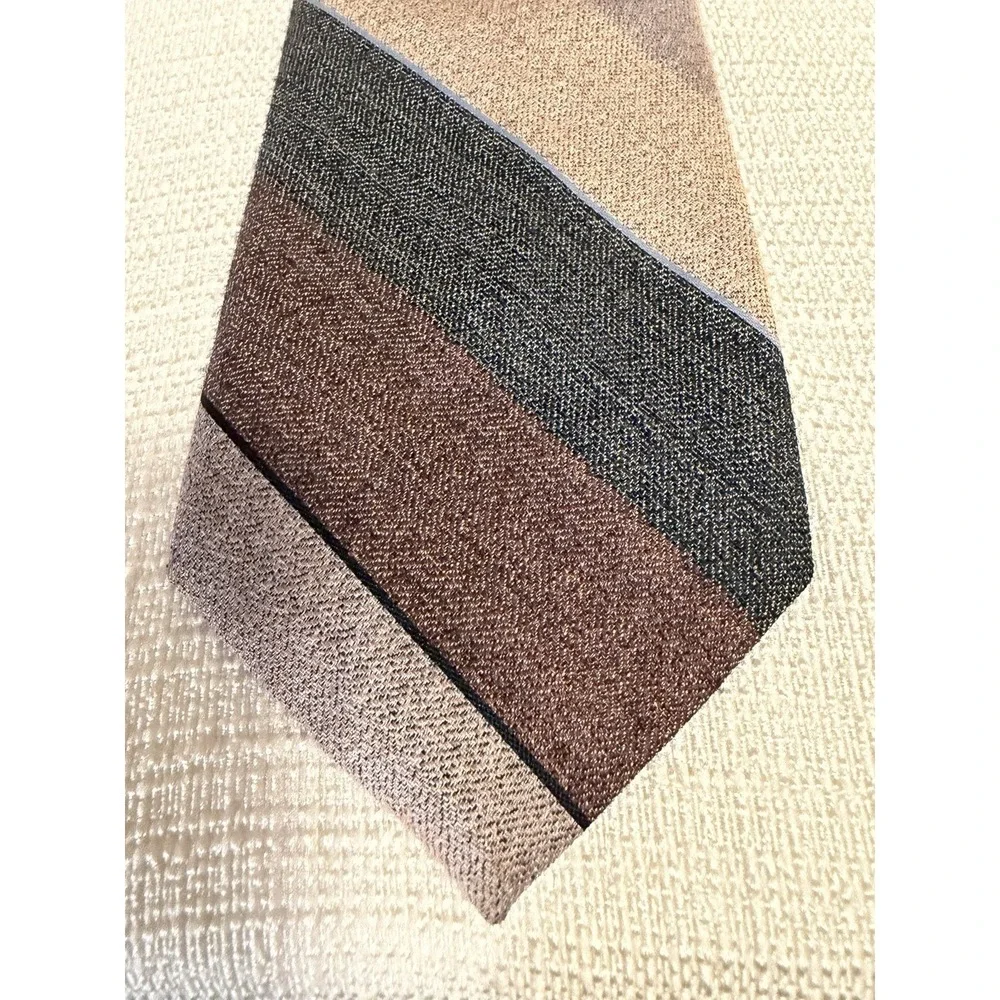 Vintage Paco Rabanne‎ Wide Striped Silk Tie in Purple Varied Grays and Pale Blue