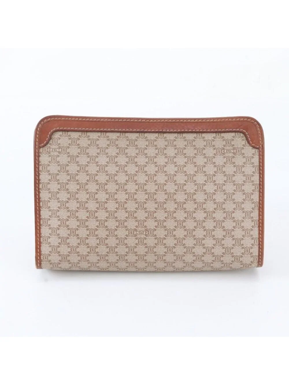 Celine Macadam Leather Clutch Pouch Brown