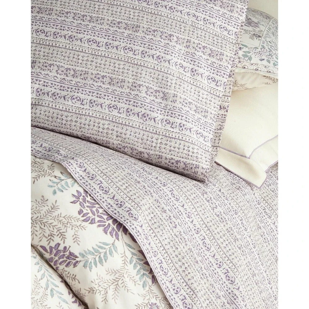 Ralph Lauren Home Alessandra Hayden Twin Flat‎ Sheet Bedding purple Cream