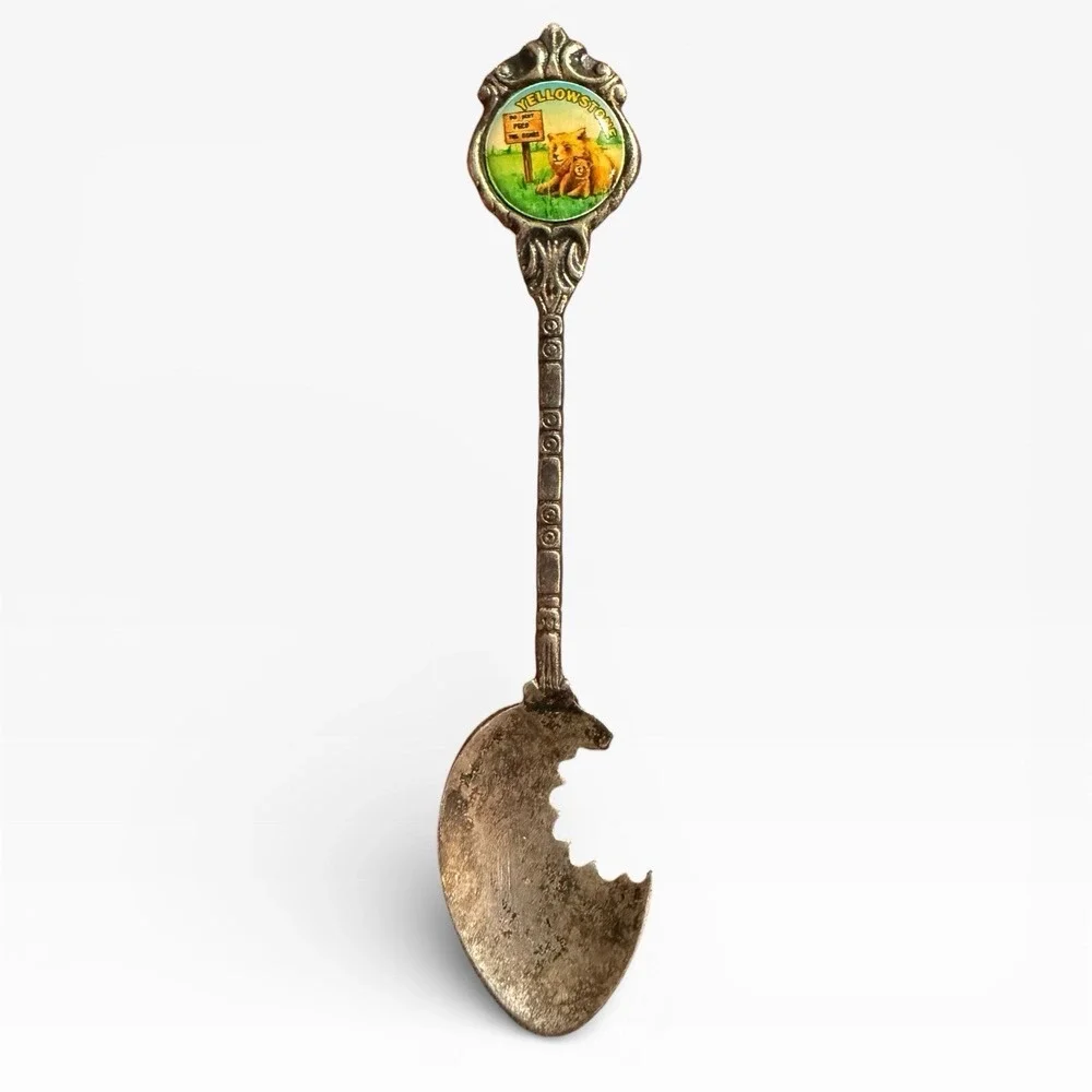 Lot of (4) Vintage Souvenir Spoons For National Monuments & State Park Locations