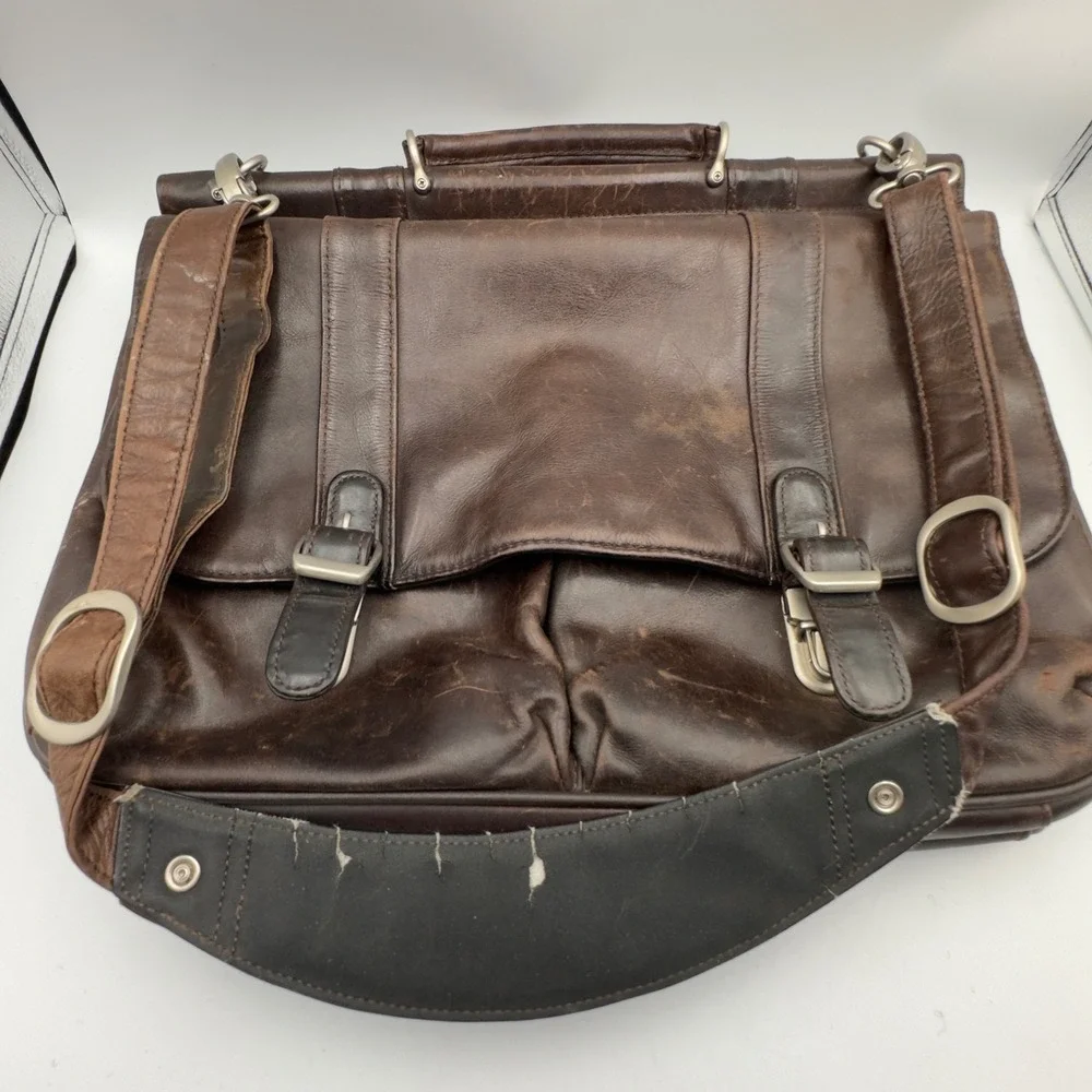 Samsonite Business Casual Series 113 Brown Leather Messenger Bag Briefcase