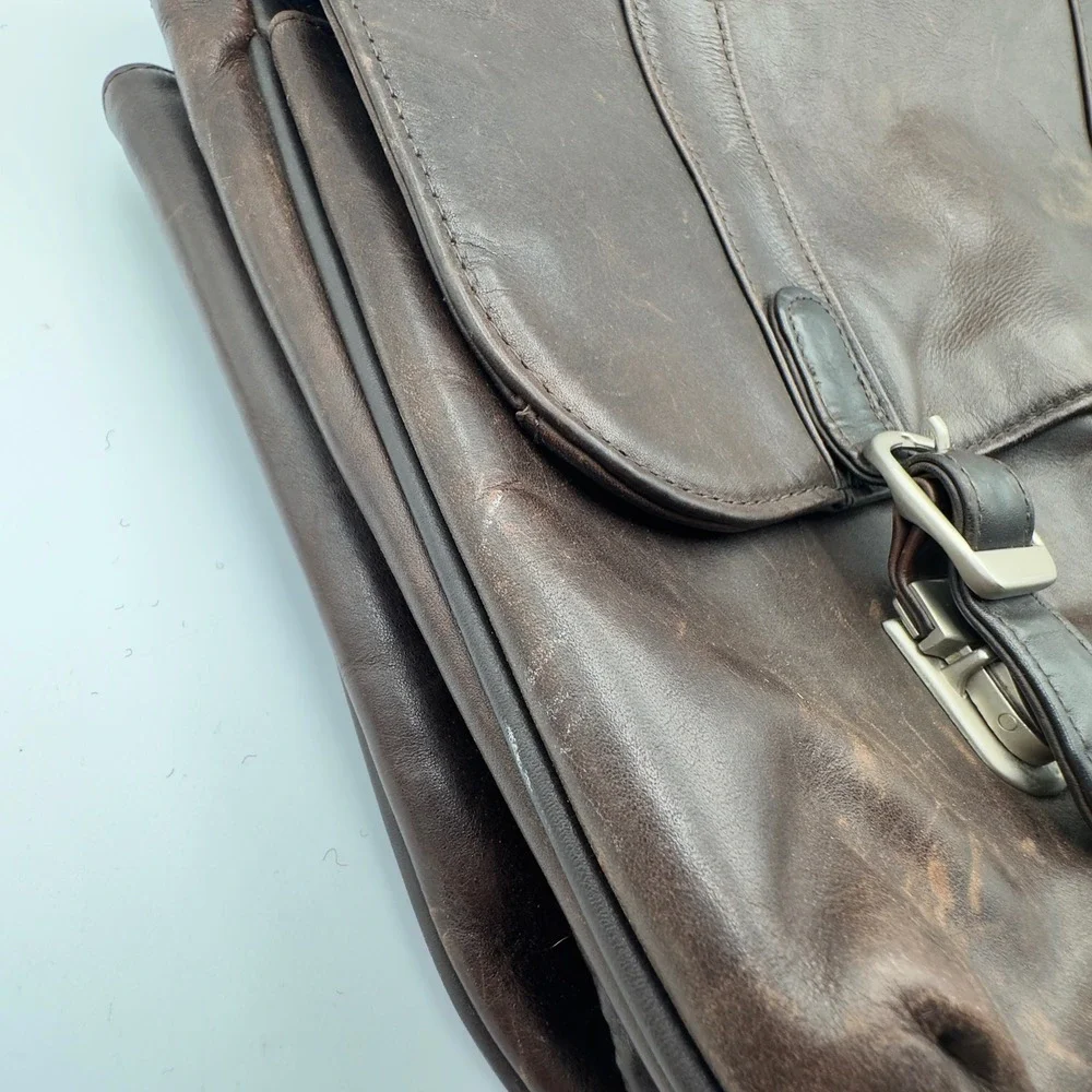Samsonite Business Casual Series 113 Brown Leather Messenger Bag Briefcase