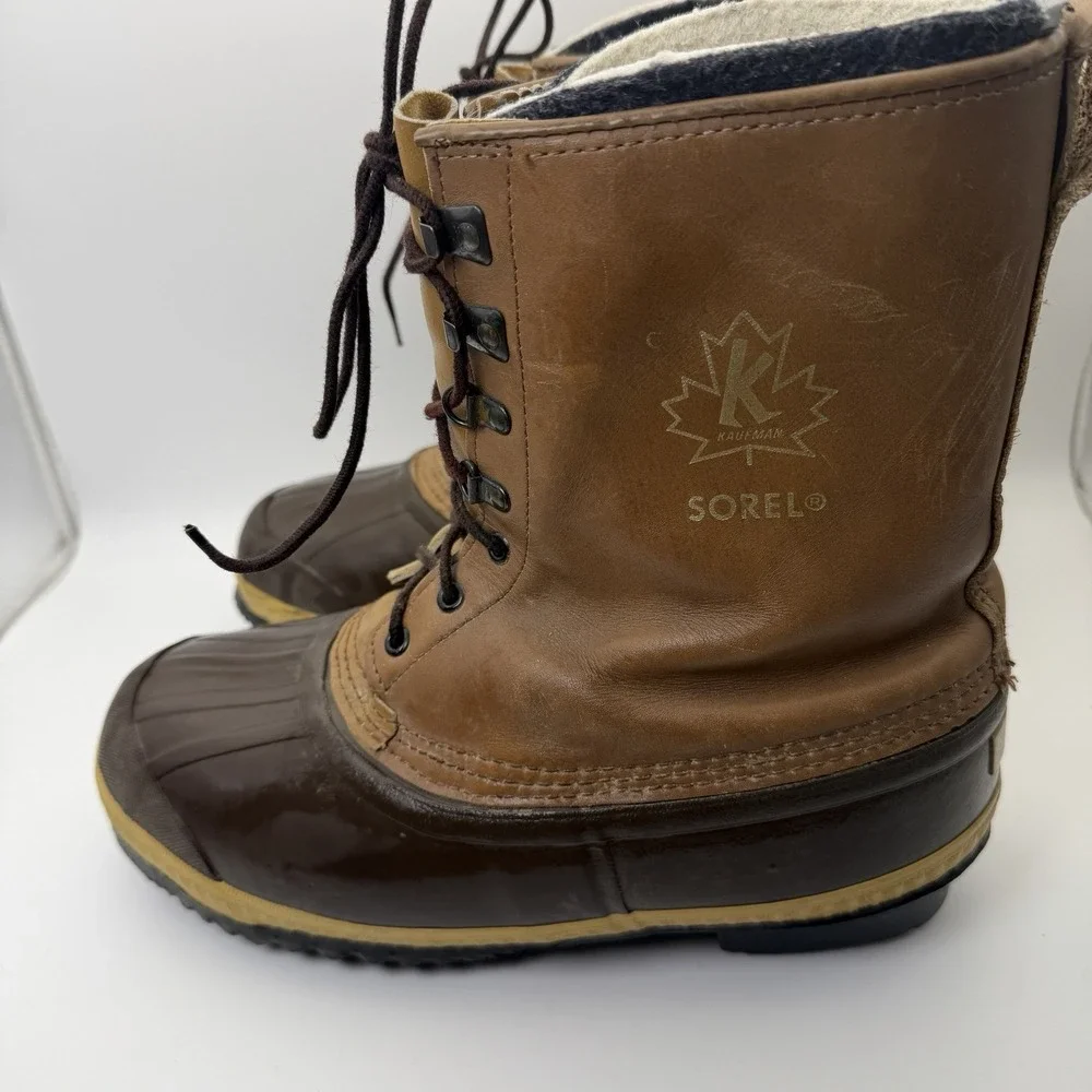 Vintage Kaufman Sorel Premium Leather Snow Boots Size 10 Made in‎ Canada Layer