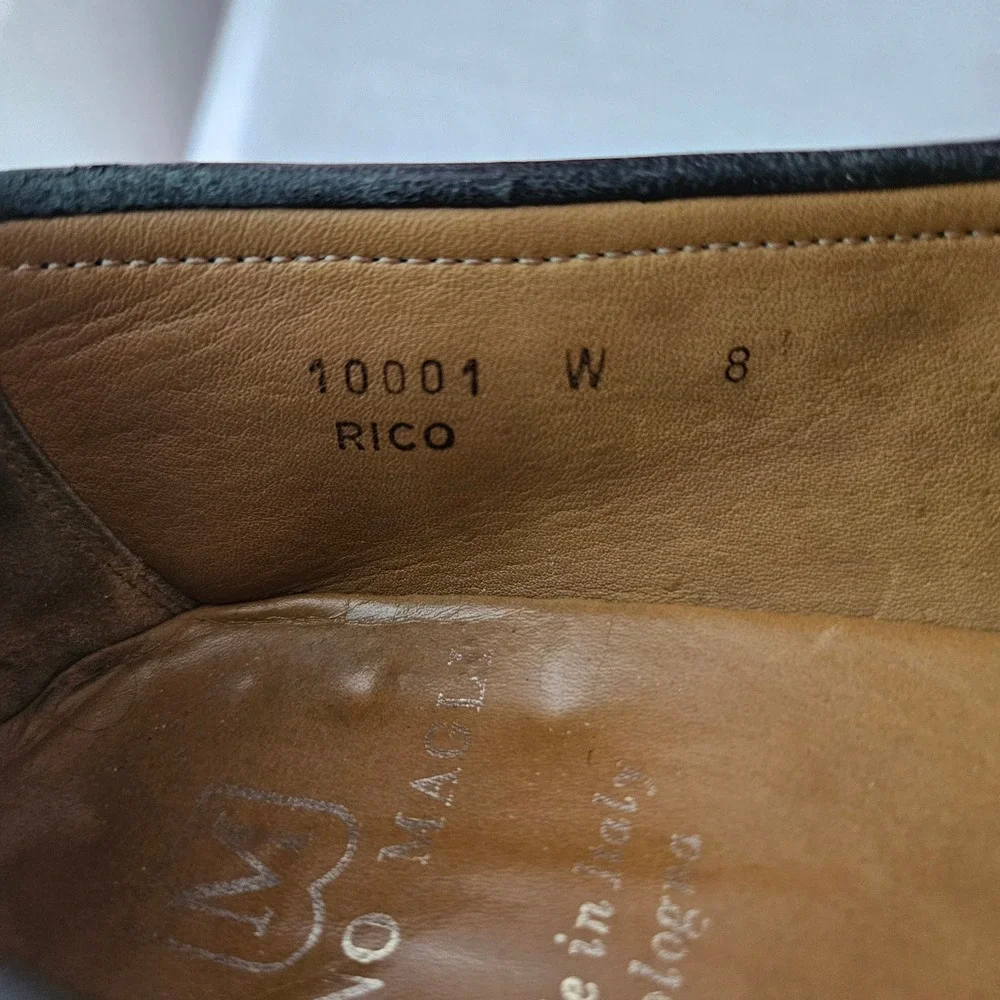 Bruno Magli Rico Mens Black Leather Kiltie Penny Loafers Made in Italy Size 8 W